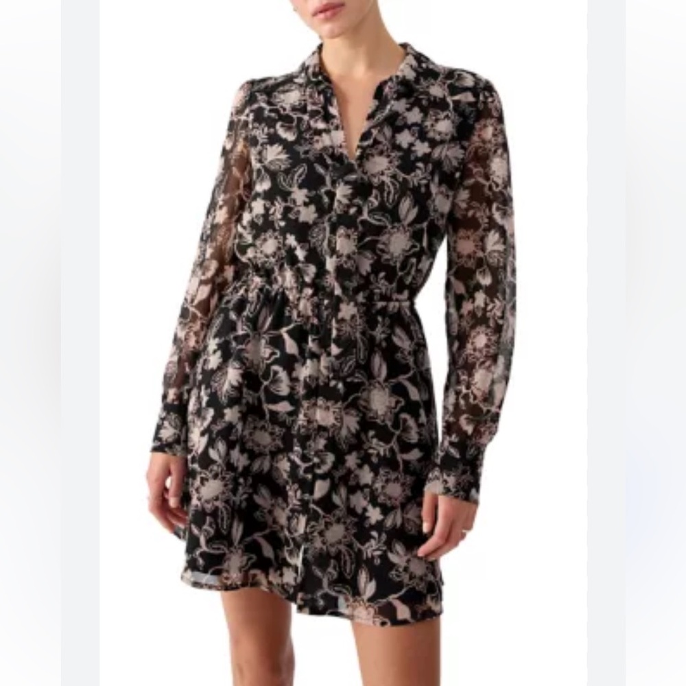 Sanctuary Black and Cream Floral Long Sleeve Dress
